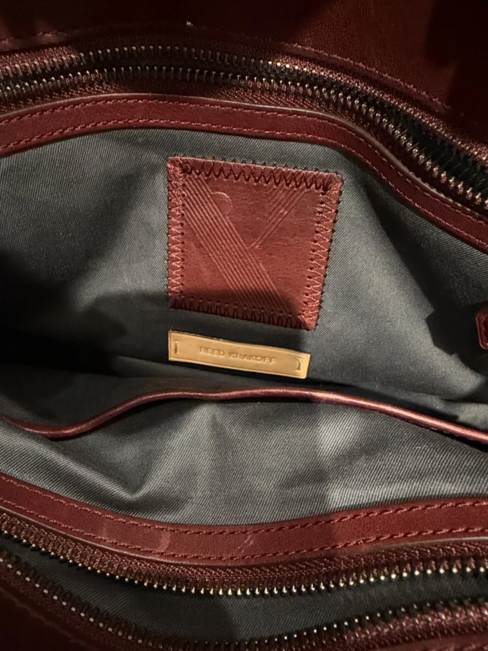 Reed Krakoff Burgundy, Red & Fuchsia Colorblock Leather Satchel - Picture 7 of 8